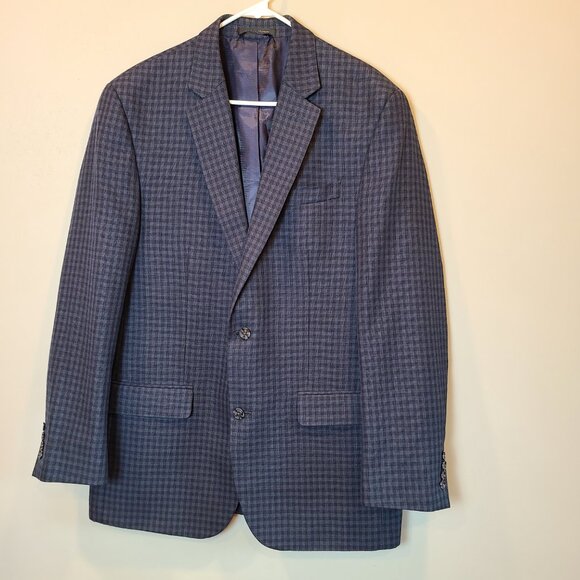 Andrew Fezza Blazer Suit Jacket Blue Plaid Mens 42 Long - Picture 9 of 9